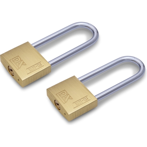 Hangslot - 2x - messing - staal - 3x5,8 cm - veiligheidsslot - met sleutels -