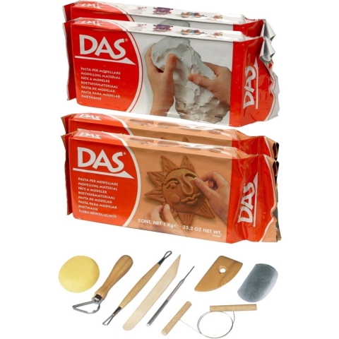 Boetseer klei pakken terra en wit met boetseergereedschap 8-delig -