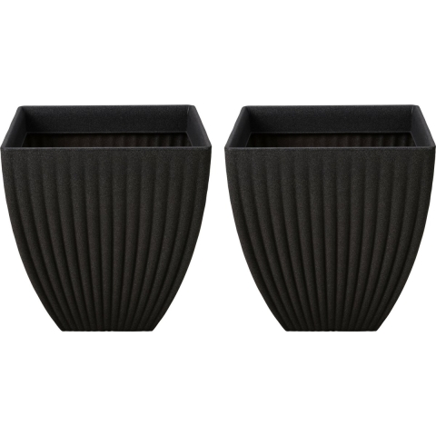 Plantenpot/bloempot - 2x - Tuin - kunststof - antraciet grijs - D40 x H42 cm -