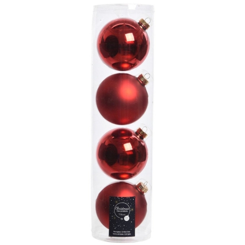 16x Kerst rode glazen kerstballen 10 cm glans en mat -