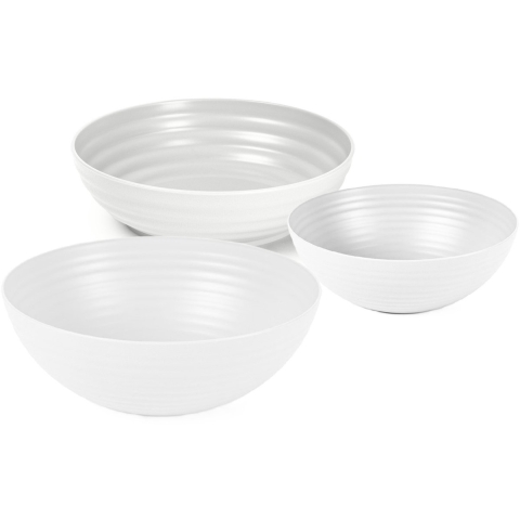 Plasticforte onbreekbaar servies schalen set - wit - kunststof - 3 formaten - 10x stuks -