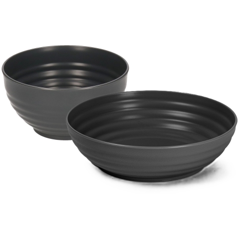 Plasticforte onbreekbaar servies kommetjes - zwart - kunststof - 13 x 7 cm en 19 x 5 cm -