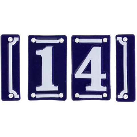 Best for Boots huisnummer 14 - met sierrand - Oudhollands - emaille - blauw/wit -