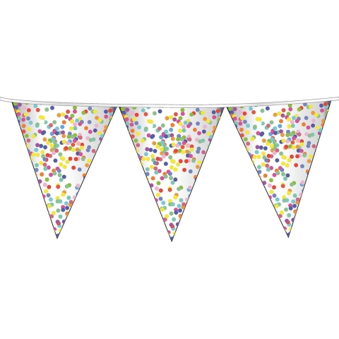 Confetti vlaggenlijn - 6x - 10 meter - plastic - verjaardag/feest versiering - Kinderfeestje -