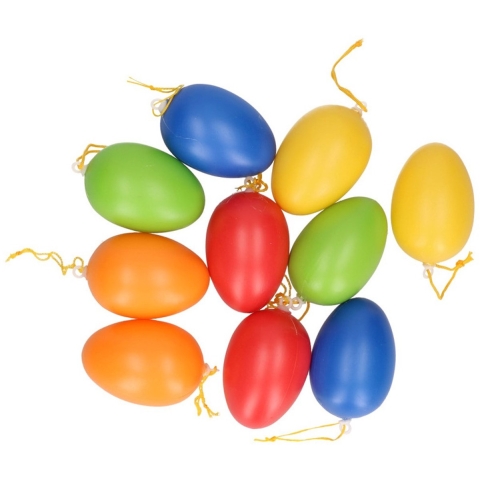 Decoratie Paaseieren - 50x st - Gekleurd - 6,5 cm - plastic - Pasen hangdecoratie - eieren -