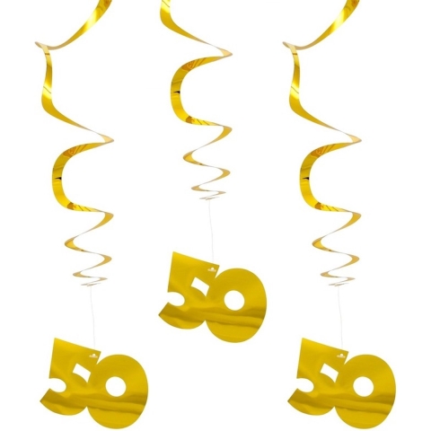 Rotorspiralen 50 jaar - 21x - goud - hangdecoraties - 50e jubileum - verjaardag versiering -