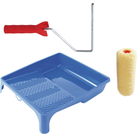 Verfroller anti spat lakroller schilderset met beugel en verfbak 25 cm -