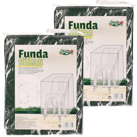 Gerimport afdekhoes/beschermhoes voor tuinstoelen - 2x - zwart - 86 x 61 x 107 cm -