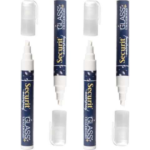 Watervaste krijtstift voor glas en krijtbord - set van 4x - platte punt - 2-6 mm -