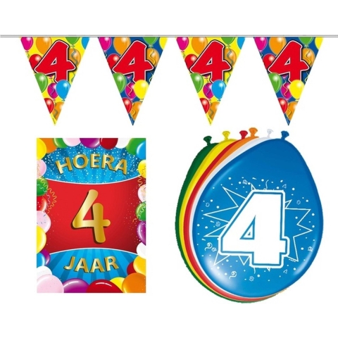 Leeftijd feestartikelen 4 jaar voordeel pakket -