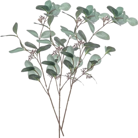 Kunstbloem Eucalyptus tak - 3x - 73 cm - groen - losse steel - Kunst zijdebloemen -