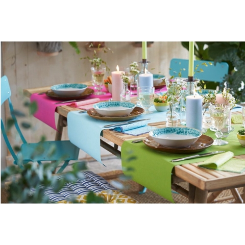 Cosy & Trendy Tafelloper - 2x - papier - turquoise - 480 x 40 cm -
