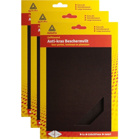 Anti-krasvilt - 3x A4 knipvel - zwart - 210 x 297 mm - rechthoek - zelfklevend - meubel beschermvil -