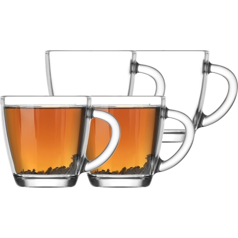 LAV Koffie/thee glazen Artemis - set 8x stuks - transparant glas - 230 ml -