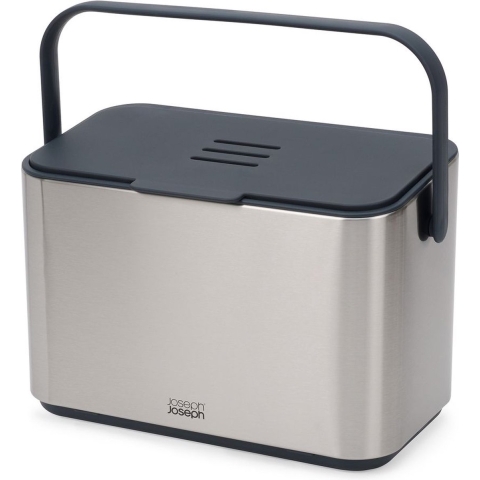Joseph Joseph - Collect Keukenafval Compostemmer met Binnenbak 4 liter - Roestvast Staal - Grijs