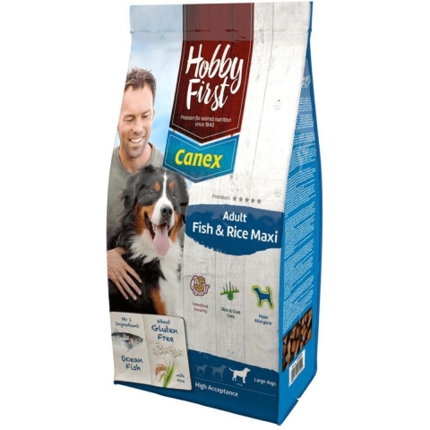 HobbyFirst Canex Adult Maxi vis en rijst hondenvoer 12 + 3 kg gratis