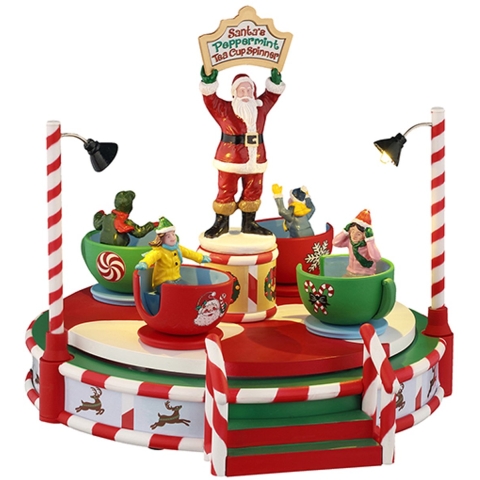 Kerstdorpminiatuur Santa's Peppermint Teacup Spinner 15x26x27 cm - Lemax