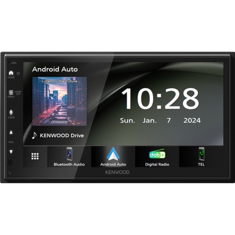 Kenwood Autoradio met scherm dubbel DIN Android Auto, Apple CarPlay, DAB+ tuner, Aansluiting voor achteruitrijcamera