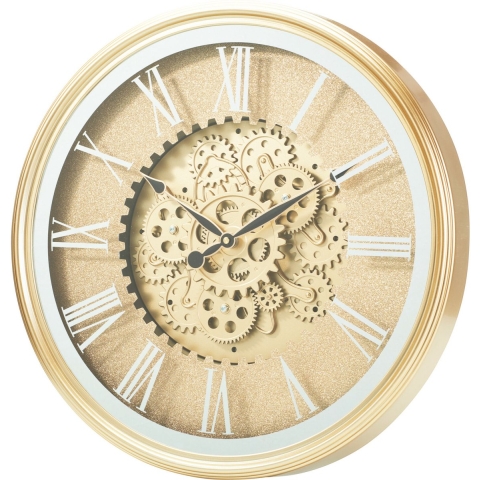 Wandklok/muur klok Lausanne - Vintage Metal - Dia 50 cm - metaal/glas - goud -