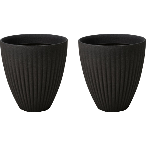 Plantenpot/bloempot - 2x - Tuin - kunststof - antraciet grijs - D40 x H42 cm -