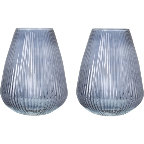 Set van 2x Excellent Houseware glazen vaas / bloemen vazen - blauw - 25 x 37 cm -