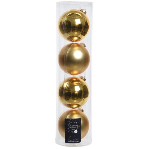 16x stuks Gouden glazen kerstballen 10 cm glans en mat -