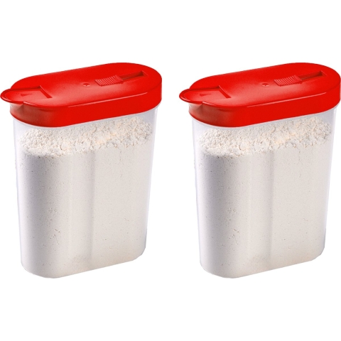 Voedselcontainer strooibus - 5x - rood - inhoud 1 liter - kunststof - 15 x 7 x 19 cm -