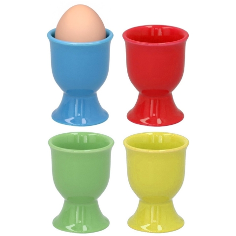 Eierdopjes Alegre - set van 12x - multi kleuren - porselein - 5 x 6 cm -