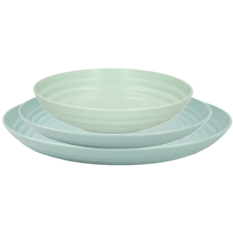 Plasticforte camping borden set - groen - kunststof - 3 soorten - 18x stuks - onbreekbaar servies -