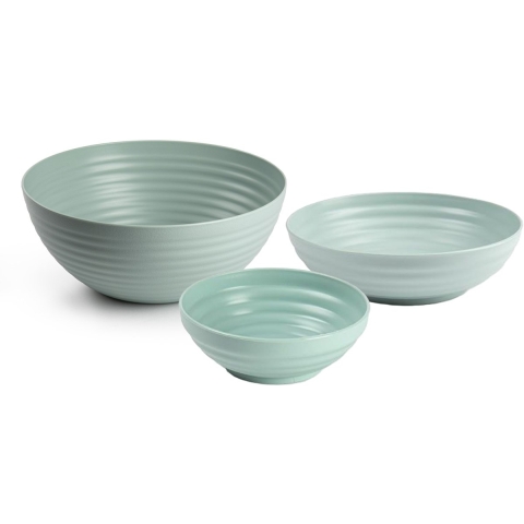Plasticforte onbreekbaar servies schalen set - groen - kunststof - 3 formaten - 10x stuks -