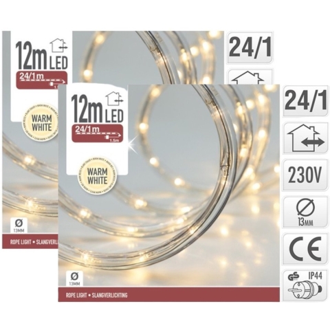LED slangverlichting - 2x - 12 meter - warm wit licht - voor buiten - kerstverlichting -