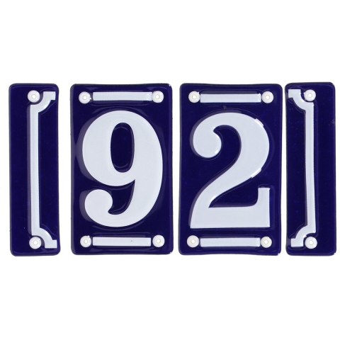 Best for Boots huisnummer 92 - met sierrand - Oudhollands - emaille - blauw/wit -