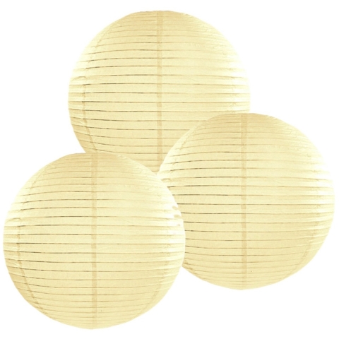Luxe bol feest lampion - 5x - creme wit - dia 25 cm - papier -