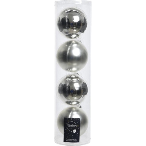 16x stuks Zilveren glazen kerstballen 10 cm glans en mat -