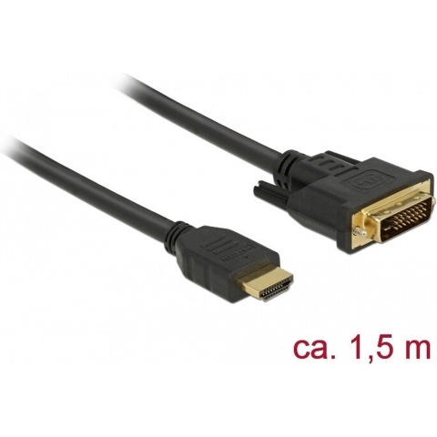Delock 85653 HDMI naar DVI 24+1 kabel bidirectioneel 1,5 m