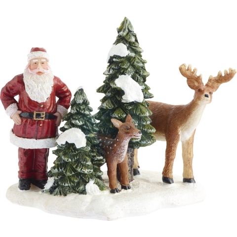 Kerstman met herten 8,5x8x8,5 cm - Luville
