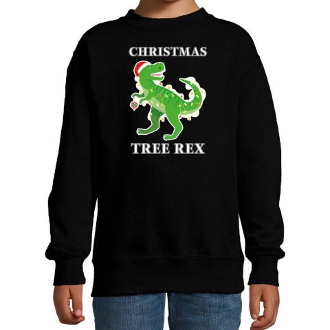 Christmas tree rex Kerstsweater / outfit zwart voor kinderen 3-4 jaar (98/104) -