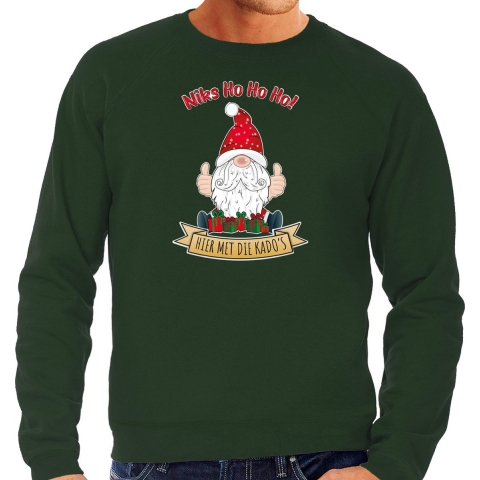 Foute Kersttrui/sweater voor heren - Kado Gnoom - groen - Kerst kabouter XL -