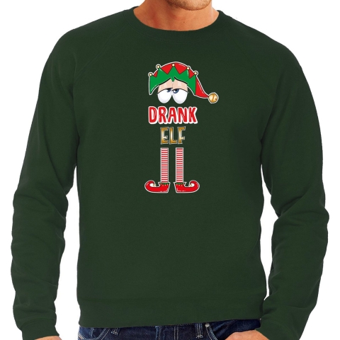 Foute Kersttrui/sweater voor heren - Drank Elf - groen - Kerst elfje M -