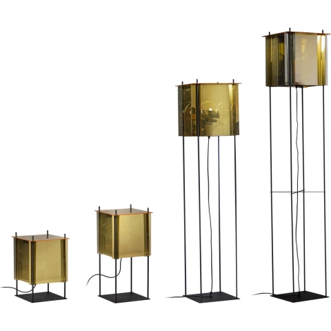 ETH Cube - Vloerlamp - Ø 40 X 185 Cm - Zwart En Goud/zilver