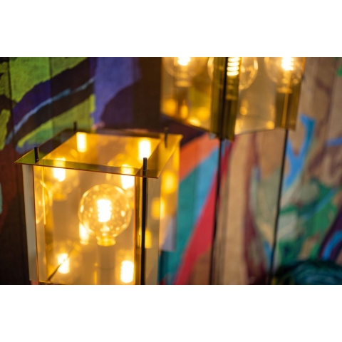 ETH Cube - Tafellamp - Ø 40 X 185 Cm - Zwart En Goud/zilver