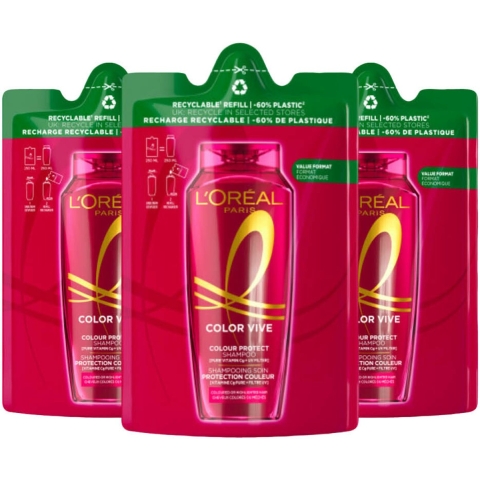 3x L'Oréal Elvive Color Vive Shampoo Refill 250 ml