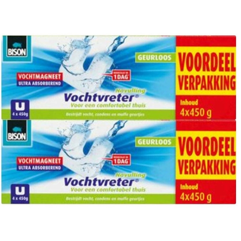 2x Bison Vochtvreter Ambiance Magneet Neutraal 4-Pack 4 x 450 gr