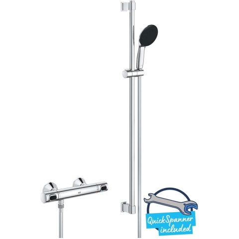 Doucheset - 1 straal - Thermostatische mengkraan - GROHE - 34805001 - Grijs