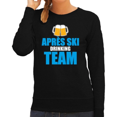 Apres ski trui Apres ski drinking team bier zwart dames - Wintersport sweater - Foute apres ski out XS -