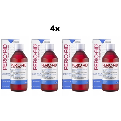 4x PerioAid Mondspoelmiddel Intensive Care 0.12% CHX 500 ml