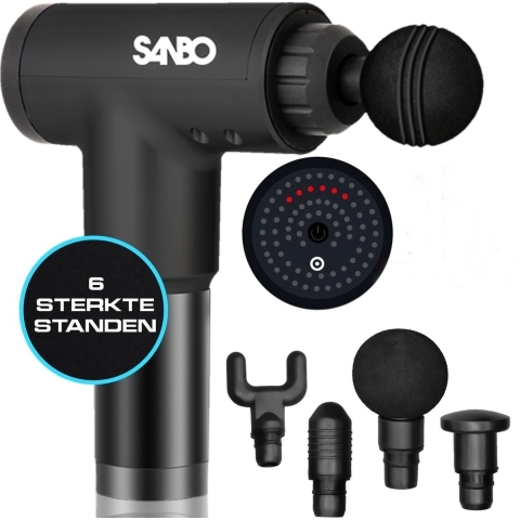 Sanbo Massage gun PRIME - Draadloos Shiatsu Nekmassage - Warmtefunctie - Zwart en Grijs