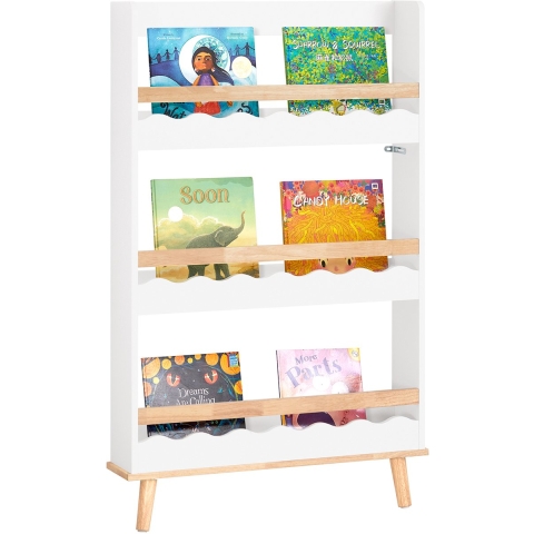 SoBuy KMB77-W - Kinderboekenkast - 3 Trapplanken - Wit