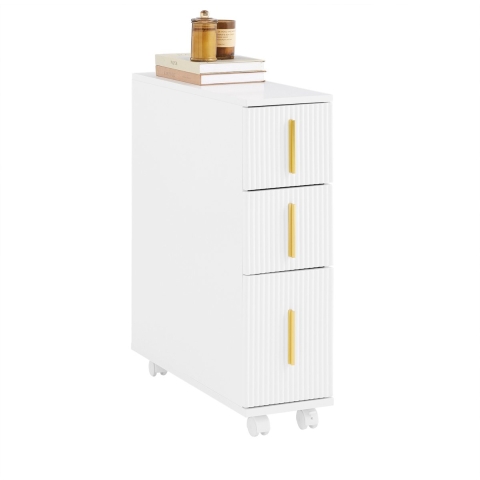 SoBuy BZR183-W - Toiletkast - Ruimtebesparend met 3 lades - Wit