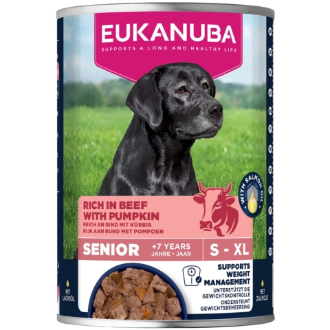 6x Eukanuba Life Care Dog Hondenvoer Nat Senior Beef&Pumpkin 400 gr